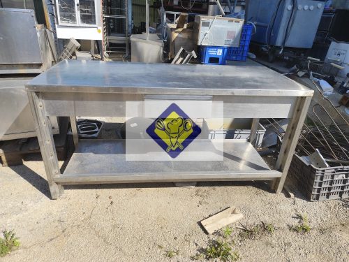 Stainless steel table 170 x 70 x 85 cm with shelf and drawer